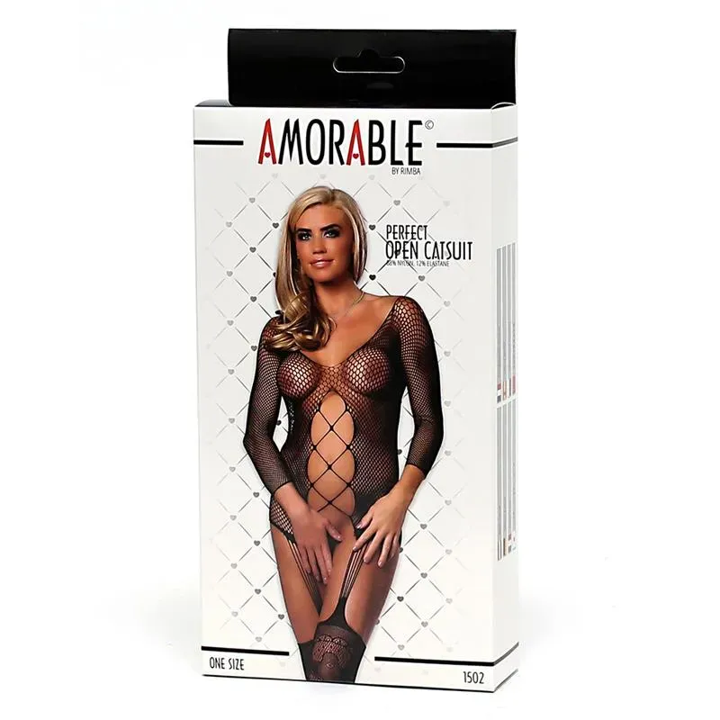AMORABLE Bodystocking Open vartalosukka, yksi koko