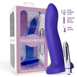 Värisevä väriä vaihtava dildo, sinisestä violetiksi, 17 cm