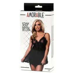 AMORABLE babydoll ja stringit, kukkakuvio