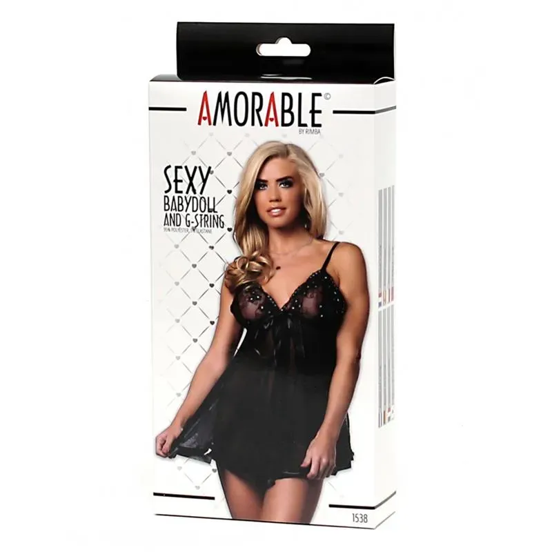 AMORABLE babydoll ja stringit, kukkakuvio