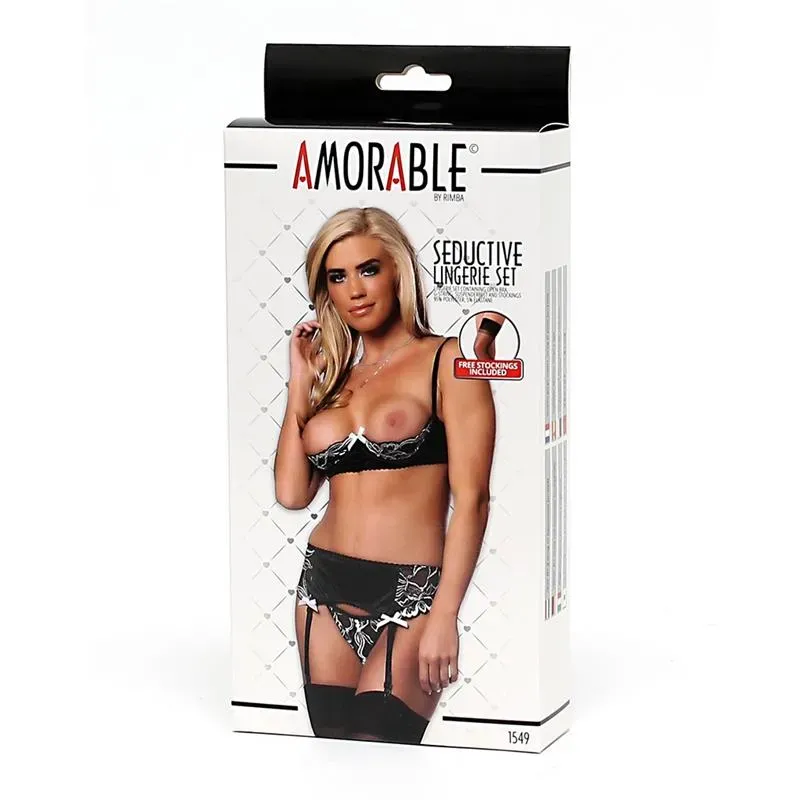 AMORABLE 4 osan alusvaatesetti sukilla