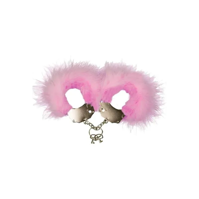 Adrien Lastic metallikäsiraudat höyhenillä, pinkki