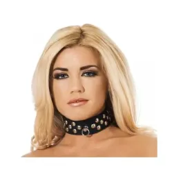 BONDAGE PLAY nastoitettu nahkakaulapanta