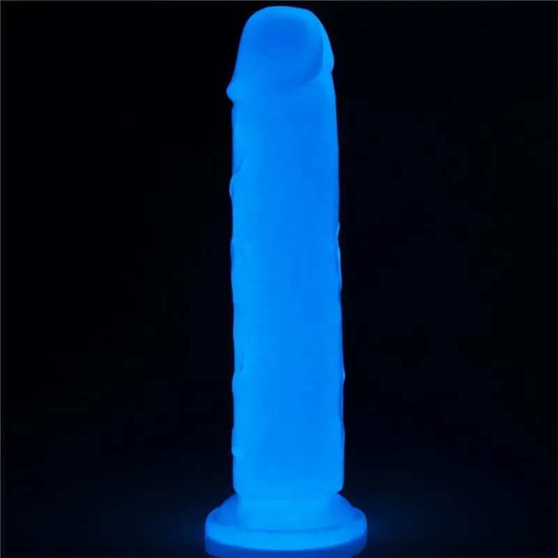 LOVETOY Lumino 8 hehkuva dildo, sininen