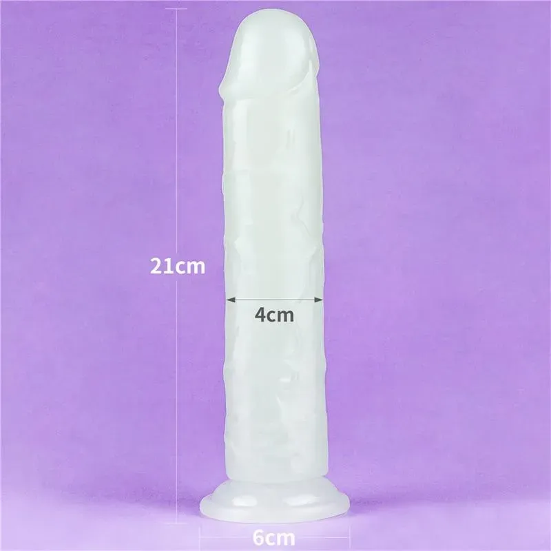 LOVETOY Lumino 8 hehkuva dildo, sininen
