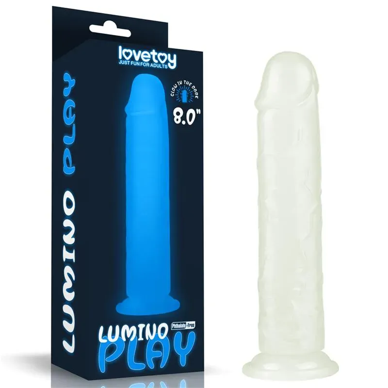 LOVETOY Lumino 8 hehkuva dildo, sininen