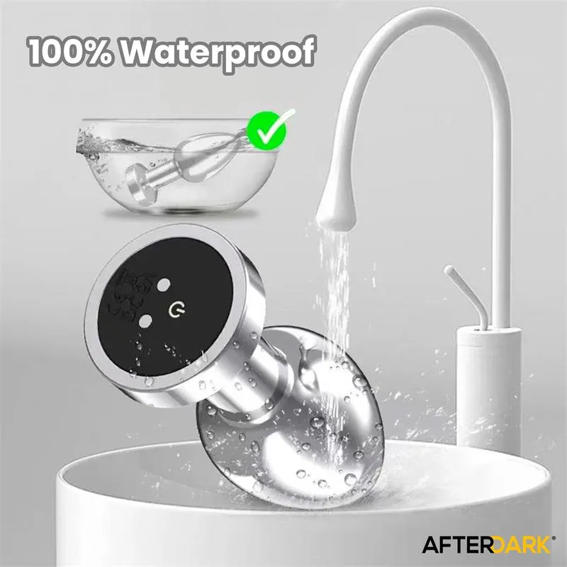 Size M - Dimpor Chrome Anal Plug with Vibration and Magnetic USB