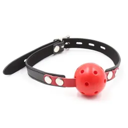 Ball Gag hingav must/punane