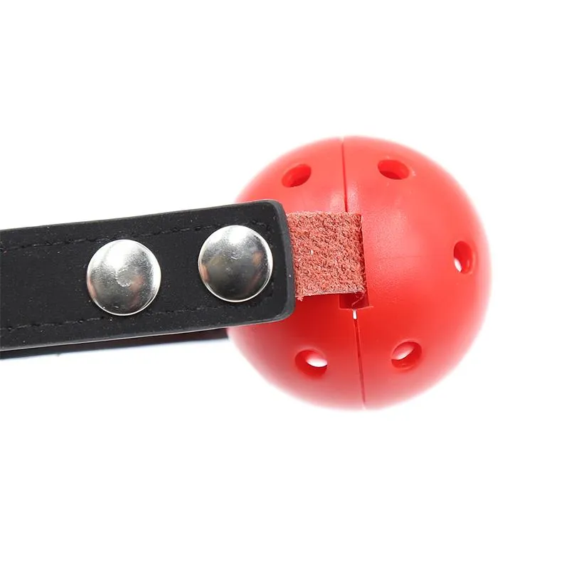 Ball Gag hingav must/punane