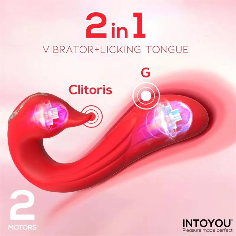 Swana vibraator „licking tongue“ funktsiooniga, reguleeritava nurgaga