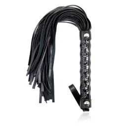 Diamond-mustriga flogger metallist detailidega 39 cm, must