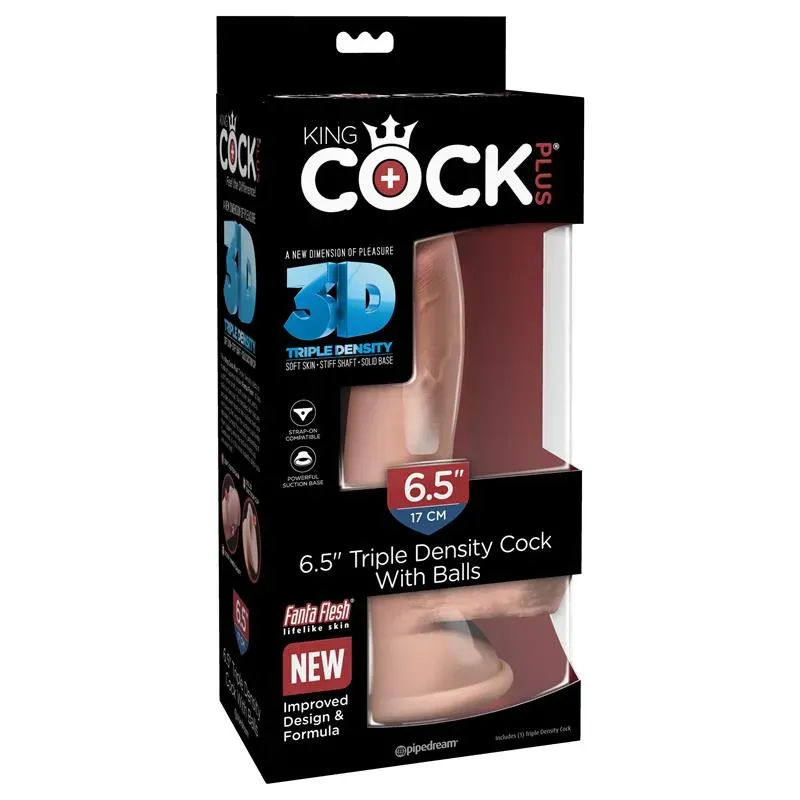KING COCK Triple Density dildo kiveksillä 6,5"