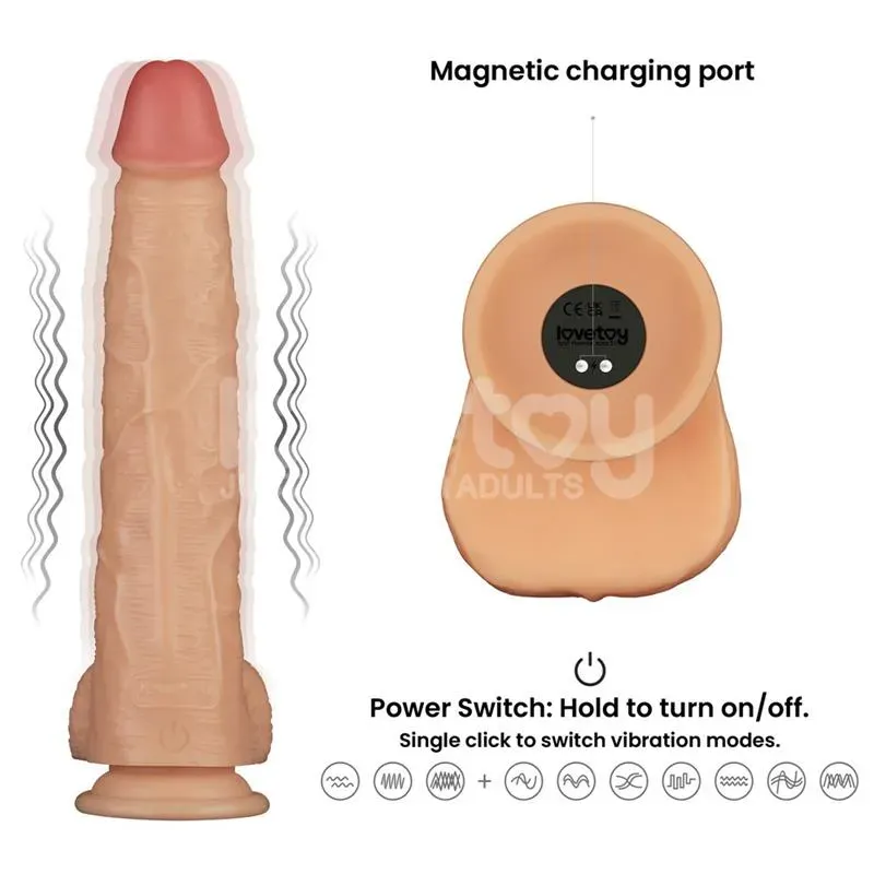 LOVETOY Power Basics värisevä dildo, 10 tilaa