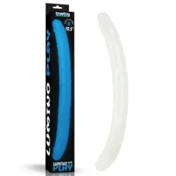 LOVETOY Lumino Blue Light kaksipäinen dildo 47 cm