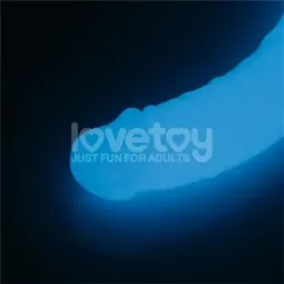 LOVETOY Lumino Blue Light kaksipäinen dildo 47 cm