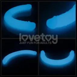 LOVETOY Lumino Blue Light kaksipäinen dildo 47 cm