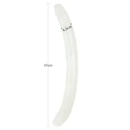 LOVETOY Lumino Blue Light kaksipäinen dildo 47 cm