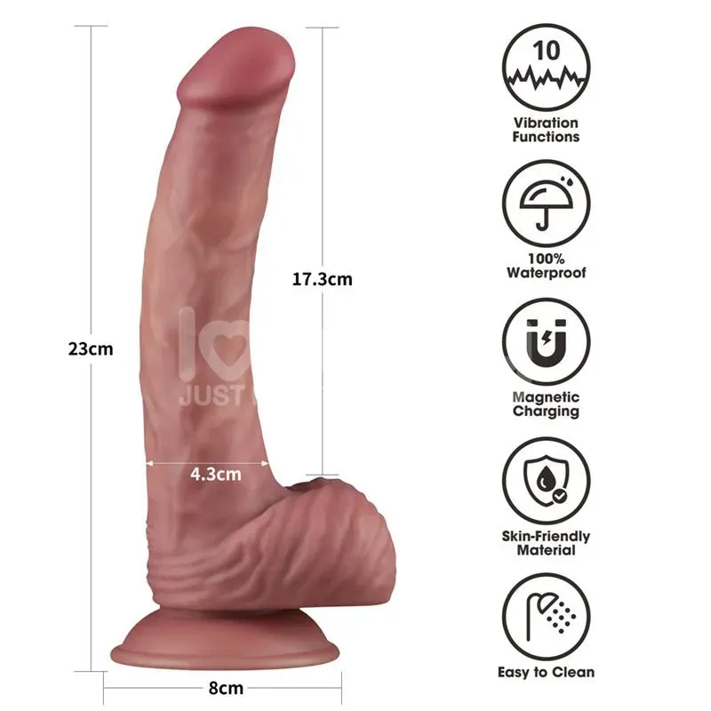 LOVETOY värisevä dildo, kaksitiheys, 23 cm