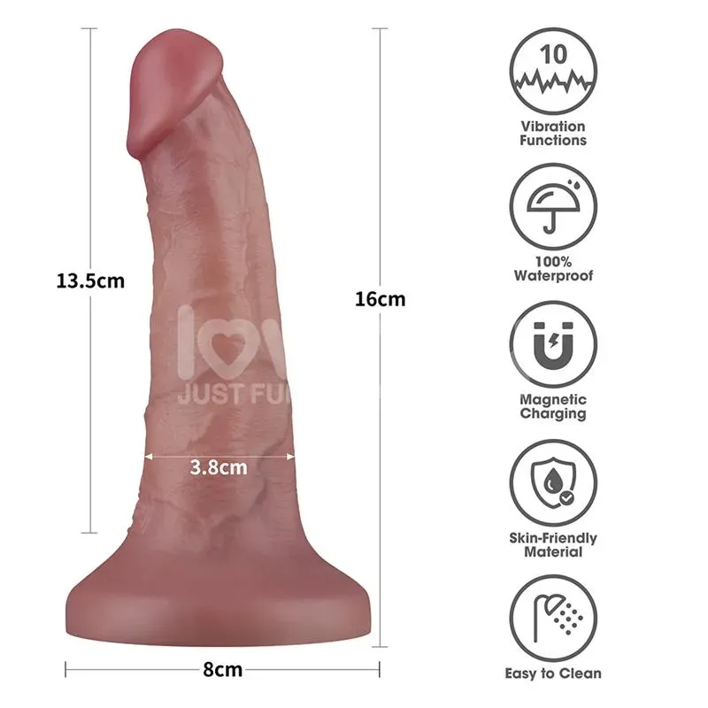 LOVETOY värisevä dildo, kaksitiheys, 16 cm