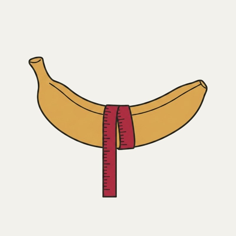 Kuva: mittanauha banaanin ympärillä paksuimmasta kohdasta
